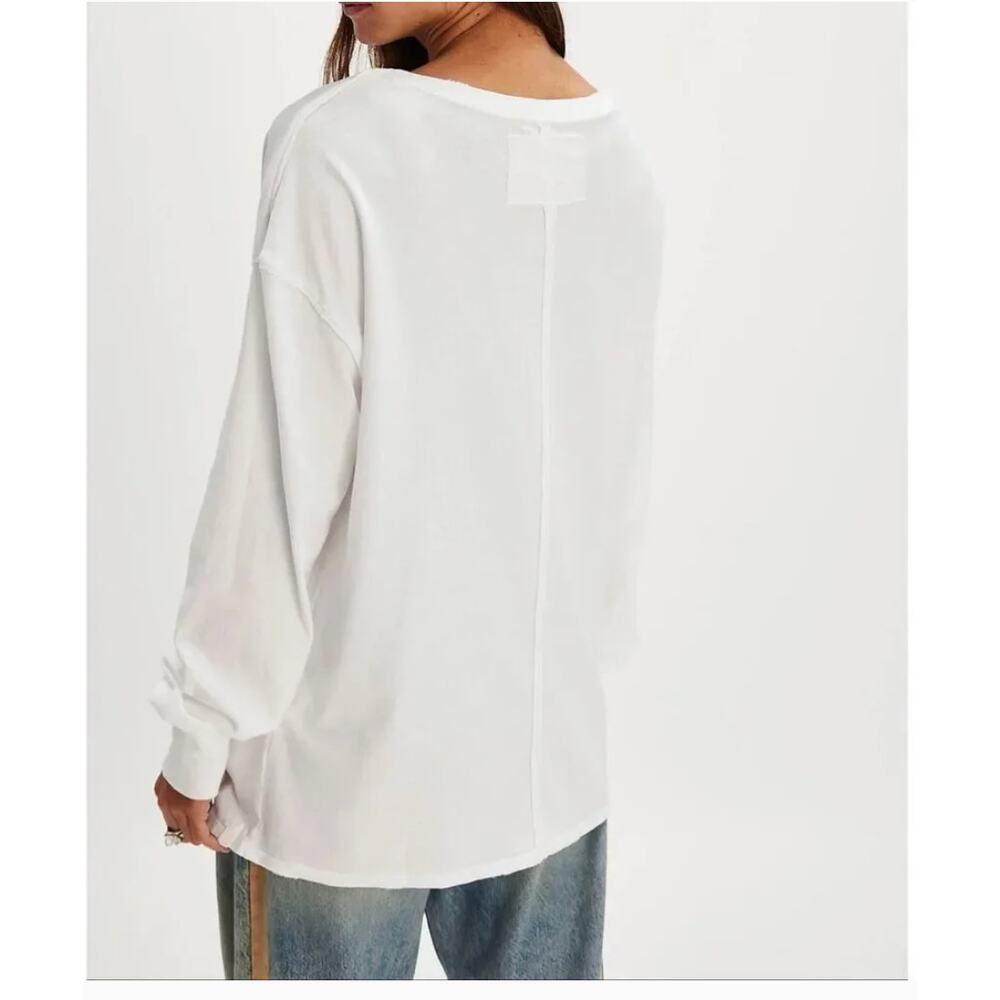 NEW Free People We The Free Fade Into You Long Sleeve Tee Shirt Oversized White - Picture 6 of 6